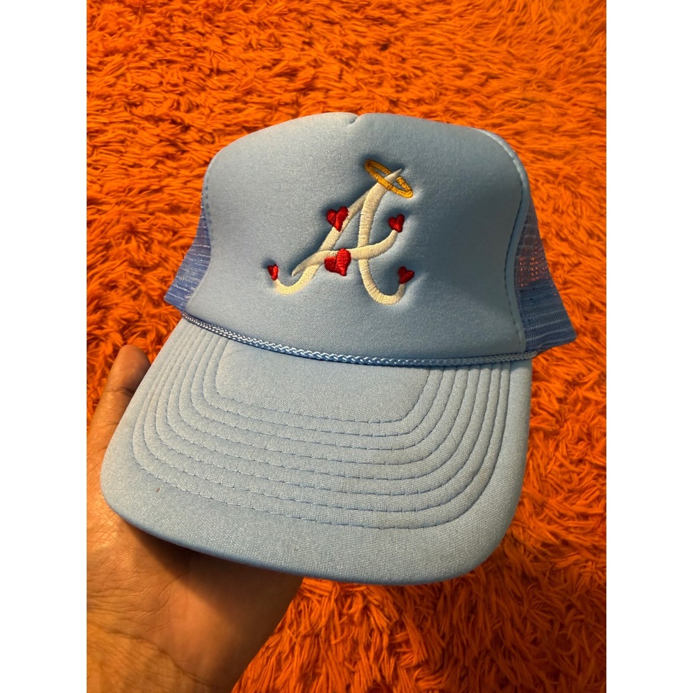 Nissun Cap Light Blue Angel Heart A Logo Trucker Hat Mesh Snapback Vintage Style